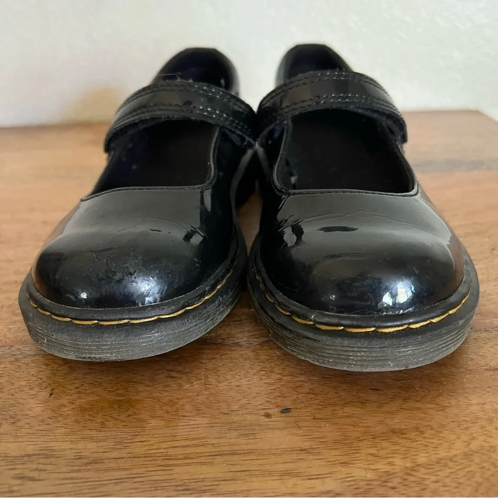 DR MARTENS JUNIOR MACCY BLACK PATENT LEATHER MARY JANE SHOES SIZE 1